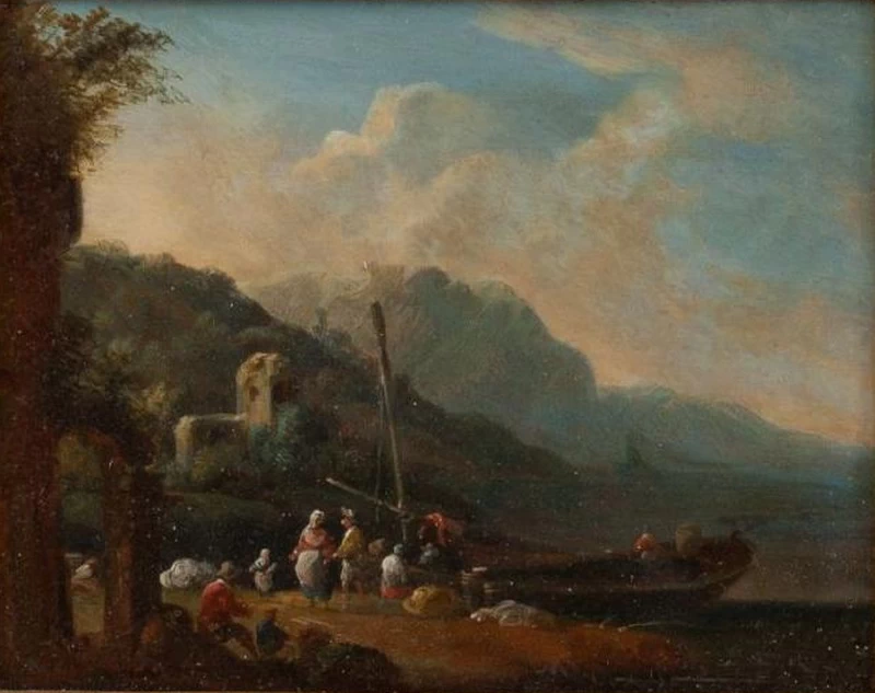 Paesaggio meridionale con figure